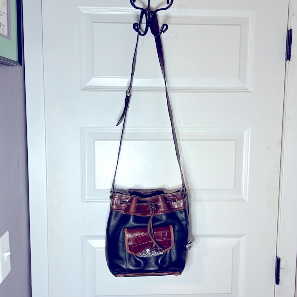 1996 Vintage Brighton Bucket Bag Black and Brown